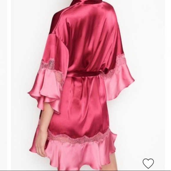 2 Piece Matching Set: XS/S Robe + Small Cami and Short Set PJ Ruffle Satin Lace - Picture 8 of 12